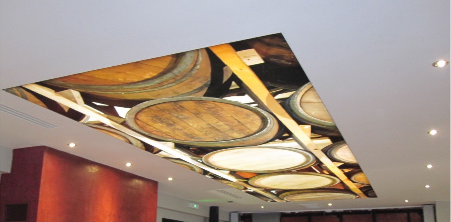 Décor intérieur toile tendue plafond éclairé par leds