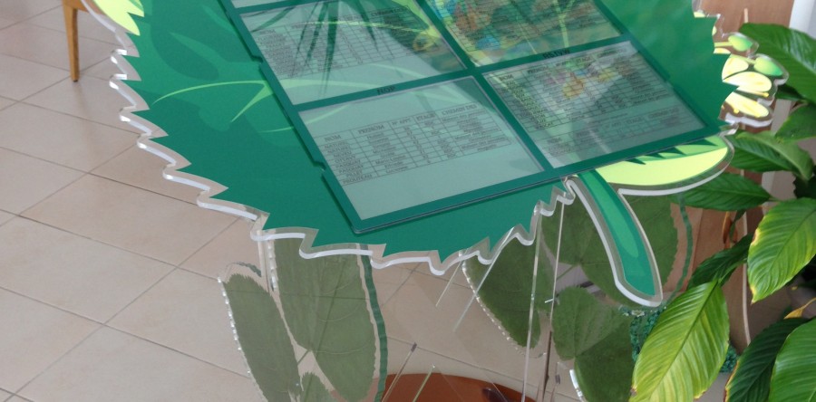 Pupitre en altuglas poli avec décor imprimé